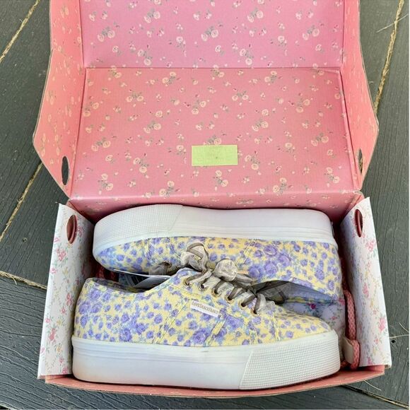 LoveShackFancy Superga FanCot Bindings Purple Floral Platform Sneakers 10.5 - Picture 6 of 16